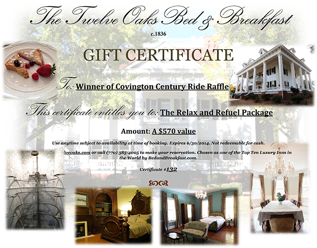 Twelve Oaks Gift Certificate
